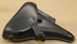 Reproduction P.08 black leather holster stamped