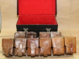 5 brown leather double ammo pouches with