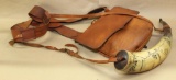 muzzle loader essentials brown leather bag with