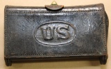 U.S. marked black leather fold out ammunition
