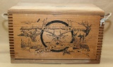 wooden box jointed ammo chest screen printed