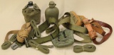 lot of assorted belts and canteen