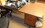 Contemporary faux walnut drawer side desk,