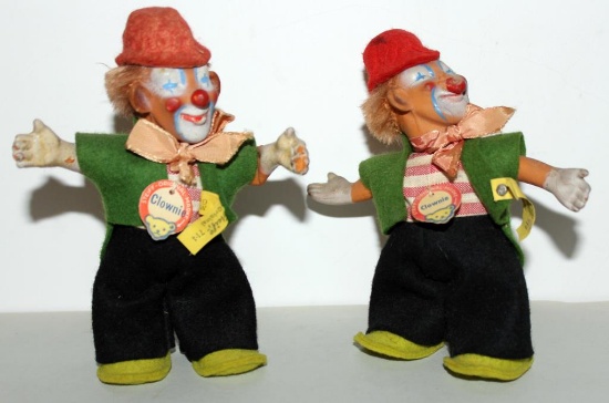 (2) "Steiff" clowns -- both "Clownie" vest tag