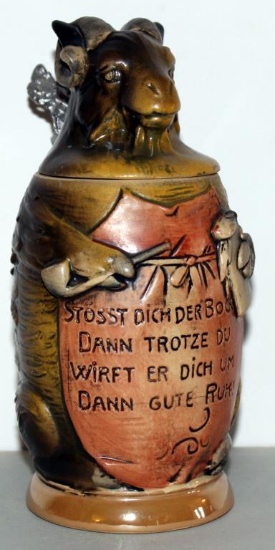 German figural stein Ram "831"; 8" high