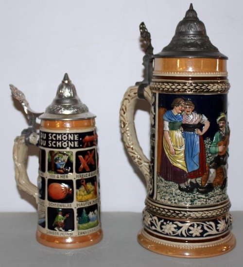 (2) German steins "1896" is the taller one is