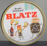 (3) beer trays, (2) Blatz draft brewed &