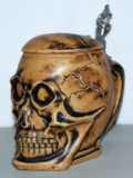 German figural Skull stein inscribed