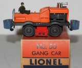 Lionel No. 50 Gang Car, OB & Lionel Hand Car (some