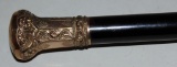 gold tipped walking stick engraved 