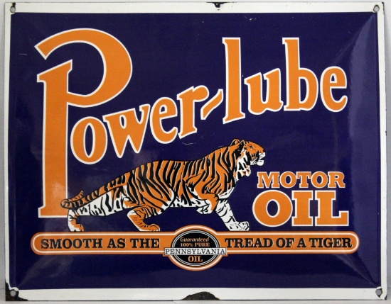 RARE Power-lube MOTOR OIL porcelain sign