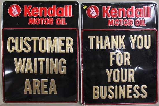 (2) Kendall Motor Oil embossed metal signs, 24"