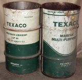 (2) Texaco 120 lb. lube barrels, EP 90 & MarFak