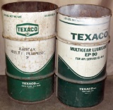 (2) Texaco 120 lb. lube barrels, EP 90 & MarFak