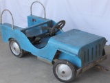blue pressed steel Jeep kiddie carnival car,