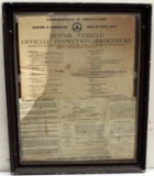 framed old Penna. Motor Vehicle Inspection