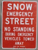Snow Emergency street sign, printed metal, few