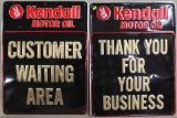 (2) Kendall Motor Oil embossed metal signs, 24