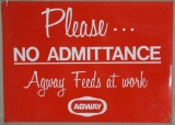 Agway No Admittance metal sign, 10
