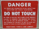 Danger Do Not Touch PP&L  printed metal