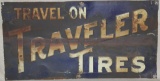 Traveler Tires embossed metal sign, fair amount of