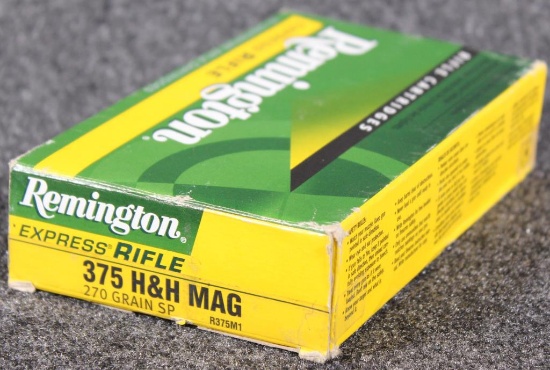 .375 H&H Mag. Remington, (1) box 270gr. SP