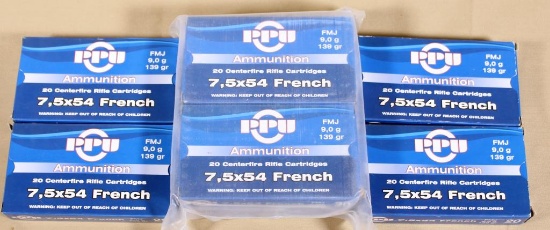 7.5x54 French PPU (8) boxes 139gr. FMJ,