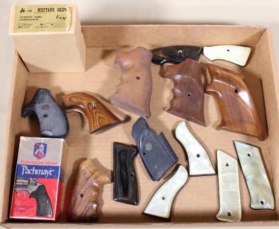 Lot of assorted handgun grip panels for SAA,