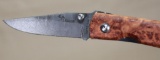 Kellam 0075-E.U. marked Damascus folding blade knife