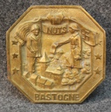 WW2 US GI souvenir bastogne brass plaque