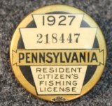 1927 Pennsylvania Resident Fishing License