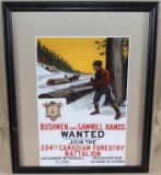 BUSHMEN and SAWMILL HANDS WANTED JOIN THE 224th CANADIAN FORESTRY BATTALION poster