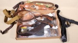 lot of assorted slings, gunmate pistol bore