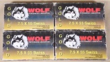 7.5x55 Swiss Wolf Gold (4) boxes 174gr. copper
