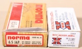 30 Luger Winchester 93 gr. 50 rd box & 6.5 Jap Norma 156 gr. 20 rd box.