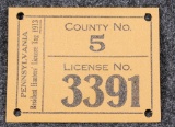 1913 Pennsylvania Resident hunter's license, canvas