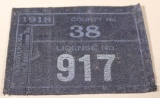1918 Pennsylvania Resident hunter's license, canvas