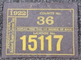 1922 Pennsylvania Resident hunter's license, canvas