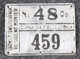 1924 Pennsylvania Resident hunter's license, metal