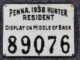 1938 Pennsylvania Resident hunter's license,