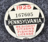 1925 Pennsylvania Resident Fishing license