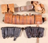leather ammo caddies, asstd, some loaded with 6.5, others with 8mm Mauser. Sold as lot.