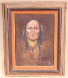 Indian Warrior oil on canvas by Richard A. Roberts 18.5
