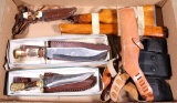 lot including Trophy Stag TS-184 by Frost Cutlery fixed blade knife in orig. box w/ leather sheath;