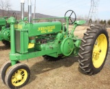 1935 JD A tractor, unstyled, new paint, Serial No. 415571