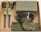 Flat lot to include military M1944 goggles with original box; filter mask; pair of gloves;