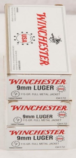 9mm Luger 15 grain FMJ 50 round boxes Winchester Target/Range, 3 boxes,