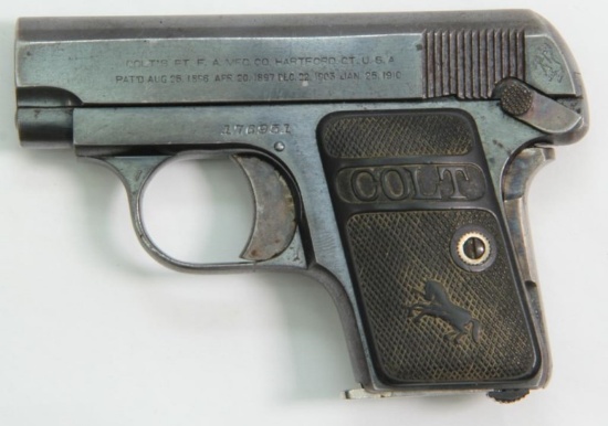 Colt, Model 1908 Vest Pocket, .25 ACP, s/n 176951, pistol, brl length 2", semi auto
