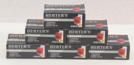 6 boxes Herter's Select Defense 12 gauge 00 buckshot 2.75" 1200 fps.