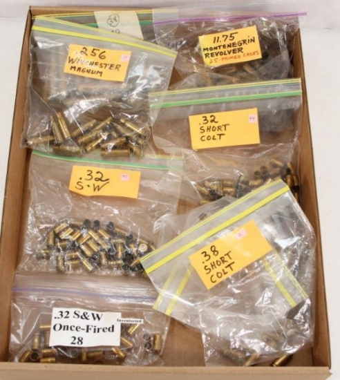 Lot of assorted rare brass to include 11.75 Montenegrin 25 cases; .32 short Colt 44 cases;